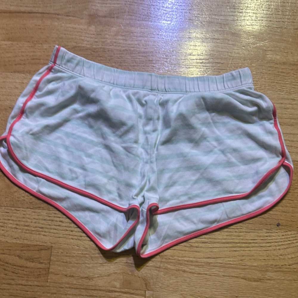 Women's White and Pink Trim Shorts